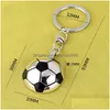 Keychains Lanyards Metal Football Keychain Pendant Lage Decoration Key Chain Souvenir Gift Keyring Drop Delivery Fashion Accessorie Dhuvz