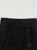 Юбки ZXQJ Women 2023 Модная блестящая блестка мини -юбка винтажная высокая талия на молнии