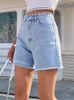 Damen Shorts Casual Hohe Taille Denim Frauen 2023 Sommer Gerade Baggy Blau Schwarz Jean Kurze Y2K Streetwear Lose Jeans Für