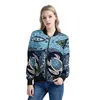 Women's Jackets POD Jacket Polynesian Samoan Tribal Style Customized Women Long Sleeve Casual Coat Outerwear Windproof Warm Clothes