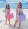 Fashion Designer PVC Plastic Tote Summer Beach Bag Fashion Kids Tote Large Capacity Shopping Bag Underarm Bag 20240111