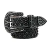 Fashion rhinestone belt for men designer bb belts with pin buckle black blue white gray genuine leather ceinture