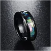 Cluster Rings Nuncad 8Mm Mens Abalone Shell Polished Black Faceted Tungsten Carbide Wedding Bands Size 712 Drop Delivery Jewelry Ring Dha0B