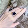 Pierścienie klastra chłodne kolory wiatru skarb premium sense ins sapphire światło luksusowy pierścionek z diamentem żeński 18 -karatowy złoty wszechstronny temperament