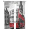 Perde London Street Kırmızı Otobüs Büyük Ben Pencere Perdeleri Yatak Odası Modern Örtü Sırf Tül Valances Oturma Odası Mutfak Voil