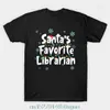 Herren-T-Shirts, bedruckt, Weihnachtsmänner, Lieblings-Bibliothekar, lustige Weihnachtsornamente, T-Shirt, Herren-Shirt, Baumwolle, T-Shirt, O-Ausschnitt, kurzärmelig, Damen