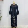 Ethnic Clothing Fashion Women Two Pieces Abaya Sets Muslim Embroidery Irregular Long Tops Skirts Modest Dress Dubai Party Gown Islamic