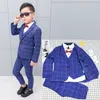 Suits Flower Boys Formal Blazer Suit Kids Jacket Vest Pants 3Pcs Wedding Clothing Set Children Prom Costume Piano Performance Dress 230526