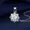 Chains Silver Plated Sunflower Necklace Pendant Super Flower With Cubic Zirconia For Women Wedding Jewellery