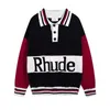 Vêtements de créateurs Sweat-shirts pour hommes Sweats à capuche Rhude Niche Design Sense American Trendy Brand Loose Fitting American College Style Pull en tricot Veste pour hommes 532re