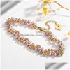 Beaded Strand Mydiy Rose Gold Filled Mtilayered Bracelet 45Mm Natural Freshwater Oval Pearl Twisted Fashion Women Bangle Jewelry Dro Dhx96