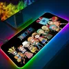 يستريح أنيمي قطعة واحدة لوفي Zoro RGB PC Gamer لوحة المفاتيح Mousepad LED متوهجة Mouse Mouse Mats Rubber Gaming Computer Mausepad