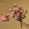 Fiori Decorativi 6PCS Rose Artificiali Con Steli Fiore Realistico Seta Singolo Bouquet Finto Per La Decorazione Di Nozze Nuziale P