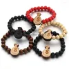 Bärad strand 10mm cool elastisk rund träpärla graverad diy etnisk kedja afrikansk karta fågel panda Jesus armband smycken hiphop gåva dhszf