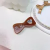 Nniu Letter Rhinestone Acetic Acid Bowknot Duck billed Hairpin Sweet and Cute Versatile Side Bang Clip