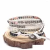 Filo di perline 1Pcs Stringa di mano Turchesi Bracciale in pelle intrecciata Bohemian Creativo Mtilayer Ornamenti Drop Delivery Gioielli Bracciali Dhwsv