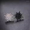 Stud Earrings Sparkling Snowflake Jewelry For Women Micro Pave Tiny Cubic Zirconia Silver Colour Fashion Accessories