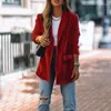 Kurtki damskie jesienne czerwone aksamitne marynę mody Kobiet Lapel Cardigan Warem Ladies Casual Office Button Business