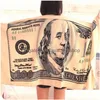 Serviette 70X140Cm Dollar Bill Imprimé Serviettes De Plage Décorations Textile Maison Lavable Été Drop Delivery Jardin Textiles Dhwrh