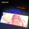 Коврики Большой RGB коврик для мыши Zero Two игровой коврик для мыши резиновый геймерский компьютерный коврик для мыши со светодиодной подсветкой ковер XXL клавиатура настольные игровые коврики