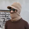 Hattar halsdukar handskar sätter vinter stickad balaclava beanie hatt halsduk varm cykel skidmask för män kvinnor stickade nack varmare med fleece fodrad