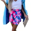 여자 반바지 여성 짧은 바지 2023 여름 기하학적 인쇄 스커트 야외 캐주얼 바지 스커트가 매일 착용 할 수있는 높은 허리