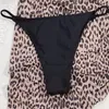 Traje de baño de mujer Leopard Patchwork Micro Bikinis con falda Conjunto de 3 piezas Traje de baño Feminino Sexy Moda Tanga Básico 2023 Traje de baño