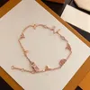 2024 Bangle 18K Gold Plated Stainless steel Flower Letter Pendants Lovers Gift Wristband Cuff Chain Women Bracelet for Birthday Gift