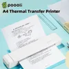 Printers Poooli A4 Paper Printer Direct Thermal Transfer Printer Mobile Printer Portable Photo Printer Bluetooth 300dpi wth 1Pcs Ribbon