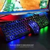 Combos russe clavier ensemble de jeu filaire anglais souris et clavier rainbow backlit gamger informatique étanche ru + en claviers