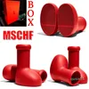 Big Red Boot Designer MSCHF Astro Boy Boots Dikke Bottom Non-Slip Rain Booties Rubber Platform Bootie Mode Oversized Mens