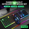 Zestaw klawiatury myszy angielski przewodowy mysz i klawiatura Rainbow zwrócona gracz 104 Wodoodporna klawiatura na laptop na PC
