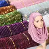 Scarves Fashion Women Muslim Hijab Shiny Sequins Headscarf Vintage Bandana Turbante Female Party Wraps Shawls Headwear Thin Scarf Dubai