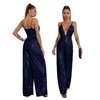 sequins one piece jumpsuit women spaghetti strap deep v neck club wear jumpsuits