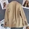 C5601 primavera otoño mujer Casual Blazer abrigo solapa cuello manga larga prendas de vestir exteriores OL Blazer abrigo