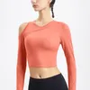 Camicie attive Sport Yoga Top T-shirt con spalle scoperte Canotta sexy Vestibilità nuda Manica lunga Corsa Copertura corta Asciugatura rapida Cina continentale