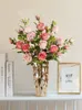 Decoratieve bloemen 6 stks kunstmatige rozen met stengels realistische bloesem zijde single nep bouquet voor bruids bruiloft decoratie p