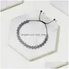 Perlé Strand Vente Creative Love Flat Beads Round Black Gallstone Bracelet tissé à la main Personnalité Réglable Drop Delivery Jewelry Dhaht