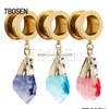 Autres Tn Dangle Bouchons D'oreille Piercing Tunnels Cristal Eardrop Corps Bijoux En Acier Vis Boucle D'oreille Jauges Expander Femmes Mode Cadeau 2Pc D Dhd3K