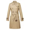 Het klassiker! Kvinnor Fashion England Middle Long Trench Coat/High Quality Brand Design Double Breasted Trench Coat/Cotton Tyg Size S-XXXL 2 Färger