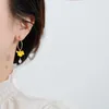Boucles d'oreilles pendantes lustre à la mode mignon petite fleur jaune pour femmes fille mode bijoux couleur or cristal fête cadeaux
