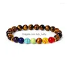 Pärlstav strand reiki 7 chakra armband män naturliga lava sten helande ångest smycken mandala yoga meditation skyddar hälsa armele dho3g