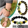 Braccialetto di perline Pixiu Bracciale Mantra Porta fortuna e ricchezza Buddismo Fede con braccialetti di perline di animali antichi cinesi Goccia Deliv Dhgoc