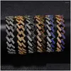 Chaîne Lien Bracelets 15Mm Largeur Mode Bracelet Femmes Hommes Diamant Cubain Incrusté Strass Hip Hop Drop Livraison Bijoux Dh9Tb