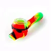 Cool Hand Colorful Silicone Pipes Portable Soldier Style Glass Filter Nineholes Screen Spoon Bowl Herb Tobacco Cigarette Holder Hookah Waterpipe Bong Smoking DHL