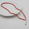 Chains Natural Coral Bead Necklace Square Red For Girl Gift