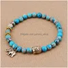 Perlé Brin 6Mm Pierre Naturelle Bouddha Et Éléphant Perle Bracelets Bracelet Élastique Tibétain À La Main Amis Drop Livraison Bijoux Dha5N