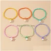 Perlé Strand 6Pcs / Set Doux Champignon Pendentif Bracelets Pour Femmes Filles Colorf Style Bohème Perles De Riz Bracelet Bijoux De Mode Gi Dhrn2