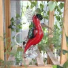 Figuras decorativas Objetos Boshan Glass Parrot Bird Handicrafts Móveis para casa Móveis para casa Modelo Decoração do presente de aniversário Presente de aniversário