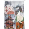 Vorhang Japanische Geisha Tüll Vorhänge für Wohnzimmer Schlafzimmer Dekor Chiffon Sheer Voile Küche Fenster